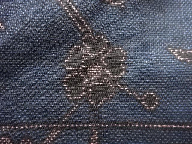 JAPANESE KIMONO / ANTIQUE KIMONO / DORO OSHIMA TSUMUGI / WOVEN FLORAL ARABESQUE